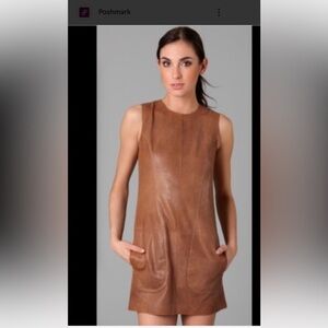 Vince tan leather shift dress